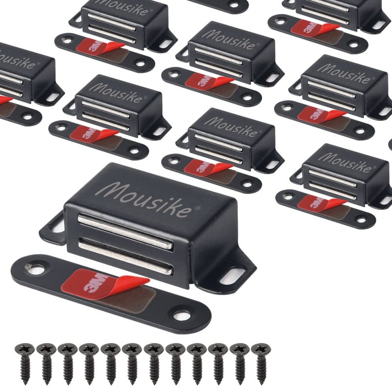 Mousike Cabinet Magnets 30lb Black Door Magnets with Strong Magnetic for Kitchen Cupboard Wardrobe Closet Cabinet Door Drawer Latch 8 Pack - Image 1